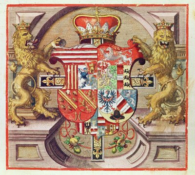 Admiranta Narratio..., Armorial Engraving (page 3), 1585-1588 by Theodore de Bry